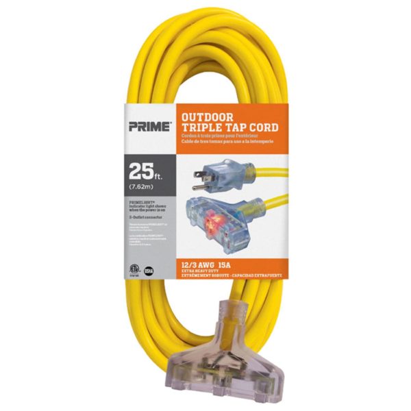 25ft 12/3 SJTW Jobsite® 3-Outlet Extension Cord